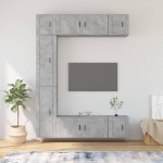 Set di Mobili Porta TV 7 pz Grigio Cemento in Legno Multistrato