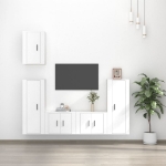 Set di Mobili Porta TV 5 pz Bianco in Legno Multistrato