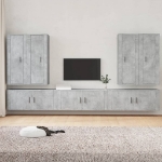 Set di Mobili Porta TV 7 pz Grigio Cemento in Legno Multistrato