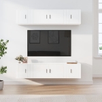 Set di Mobili Porta TV 6 pz Bianco Lucido in Legno Multistrato