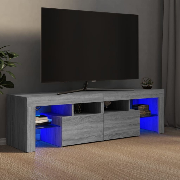 Mobile Porta TV con Luci LED grigio sonoma 140x36,5x40 cm