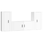 Set Mobili Porta TV 3 pz Bianco Lucido in Legno Multistrato