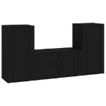 Set Mobili Porta TV 3 pz Nero in Legno Multistrato