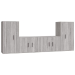 Set di Mobili Porta TV 4 pz Grigio Sonoma in Legno Multistrato