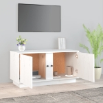 Mobile Porta TV Bianco 80x35x40,5 cm in Legno Massello di Pino