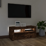 Mobile Porta TV con Luci LED Rovere Fumo 90x35x40 cm