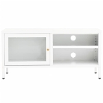 Mobile TV Bianco 90x30x44 cm in Acciaio e Vetro