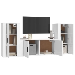 Set Mobili Porta TV 3 pz Bianco Lucido in Legno Multistrato