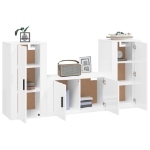 Set Mobili Porta TV 3 pz Bianco Lucido in Legno Multistrato