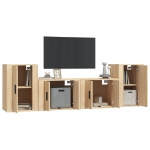 Set di Mobili Porta TV 4 pz Rovere Sonoma in Legno Multistrato