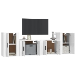 Set di Mobili Porta TV 4 pz Bianco Lucido in Legno Multistrato