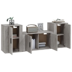 Set Mobili Porta TV 3 pz Grigio Sonoma in Legno Multistrato