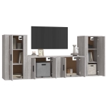 Set di Mobili Porta TV 4 pz Grigio Sonoma in Legno Multistrato