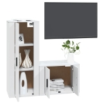 Set di Mobili Porta TV 2 pz Bianco in Legno Multistrato