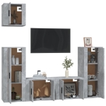 Set di Mobili Porta TV 5 pz Grigio Cemento in Legno Multistrato