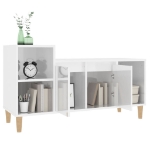 Mobile Porta TV Bianco Lucido 100x35x55 cm in Legno Multistrato