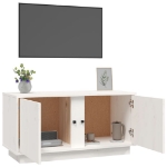 Mobile Porta TV Bianco 80x35x40,5 cm in Legno Massello di Pino