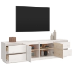 Mobile Porta TV Bianco 176x37x47,5 cm in Legno Massello di Pino