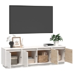 Mobile Porta TV Bianco 156x37x45 cm in Legno Massello di Pino