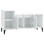 Mobile Porta TV Bianco Lucido 100x35x55 cm in Legno Multistrato