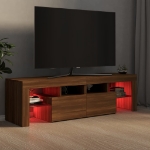 Mobile Porta TV con Luci LED Rovere Marrone 140x36,5x40 cm