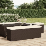 Panca Ottomana con Cuscino Marrone 110x30x40 cm in Polyrattan