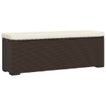 Panca Ottomana con Cuscino Marrone 110x30x40 cm in Polyrattan