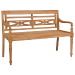 Panca Batavia con Cuscino Nero 120 cm in Massello di Teak