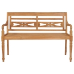 Panca Batavia con Cuscino Nero 120 cm in Massello di Teak