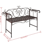 Panchina da Giardino 132 cm in Acciaio Stile Anticato Marrone