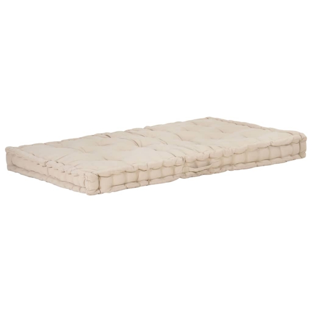 Cuscino per Pallet e Pavimento in Cotone 120x80x10 cm Beige