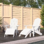 Sedie da Giardino Adirondack 2 pz con Poggiapiedi HDPE Bianco