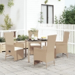 Set da Pranzo da Giardino 5 pz con Cuscini Beige in Polyrattan