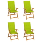 Sedie Giardino 4 pz e Cuscini Verde Brillante Massello di Teak