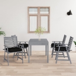 Sedie Pranzo per Esterni con Cuscini 4 pz Legno Massello Acacia