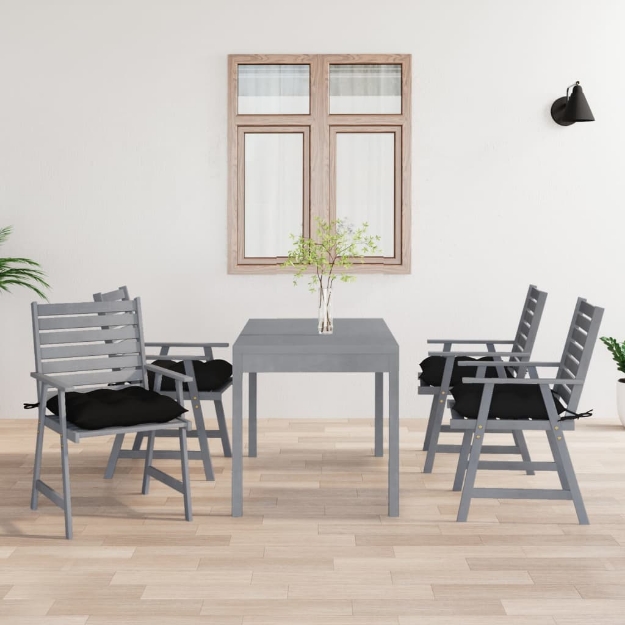 Sedie Pranzo per Esterni con Cuscini 4 pz Legno Massello Acacia