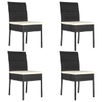 Sedie da Pranzo per Giardino 4 pz in Polyrattan Nero