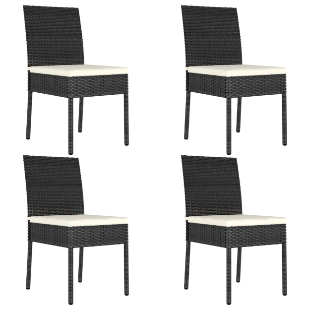 Sedie da Pranzo per Giardino 4 pz in Polyrattan Nero