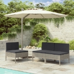 Sedie da Giardino 3 pz con Cuscini in Polyrattan Grigio