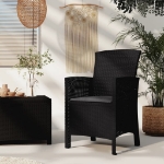 Sedia da Giardino con Cuscino in Rattan PP Grafite