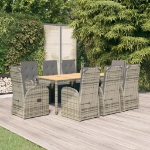 Set da Pranzo da Giardino 9 pz con Cuscini in Polyrattan Grigio