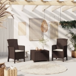 Sedie da Giardino con Cuscini 2 pz in Rattan PP Marrone