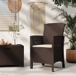 Sedia da Giardino con Cuscino in Rattan PP Marrone