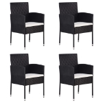 Sedie da Giardino Set 4 pz in Polyrattan Nero