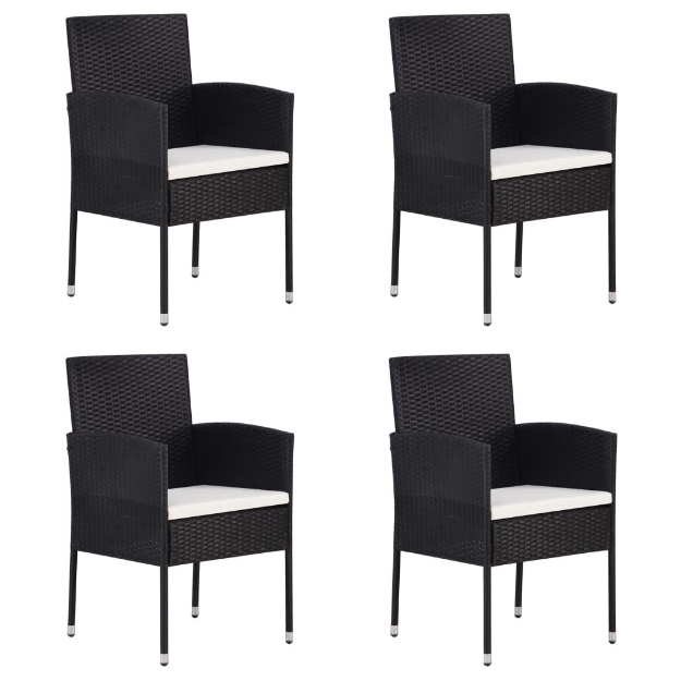 Sedie da Giardino Set 4 pz in Polyrattan Nero