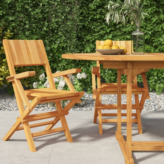 Sedie da Giardino Pieghevoli 2pz 55x61x90cm Legno Massello Teak