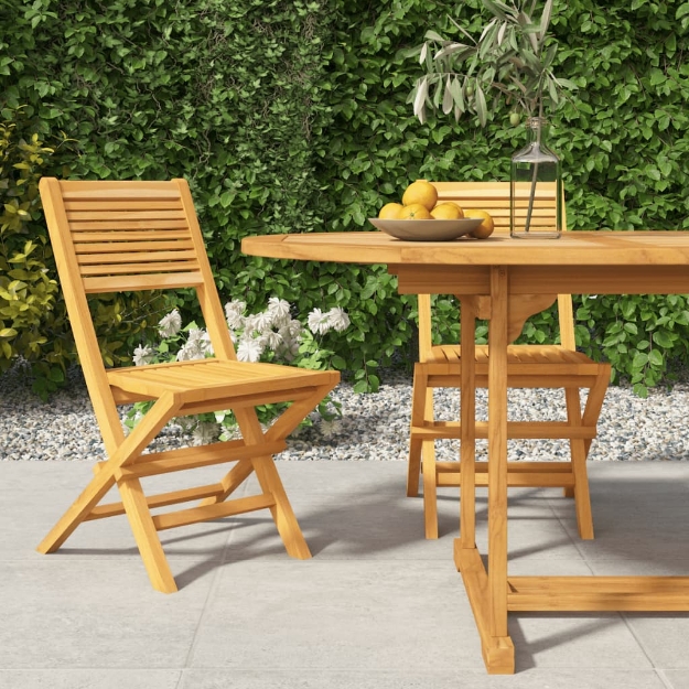 Sedie da Giardino Pieghevoli 2pz 47x62x90cm Legno Massello Teak