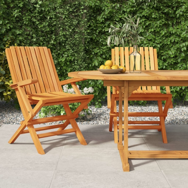 Sedie da Giardino Pieghevoli 2pz 61x67x90cm Legno Massello Teak