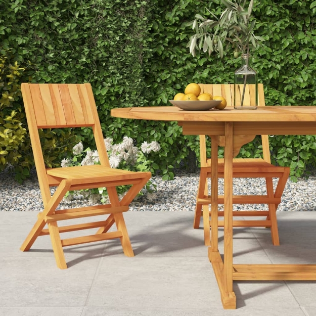 Sedie da Giardino Pieghevoli 2pz 47x61x90cm Legno Massello Teak