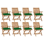 Sedie da Giardino Pieghevoli con Cuscini 8 pz Massello di Teak